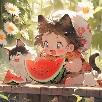 姐妹吃瓜动漫头像,动漫头像里的欢乐时光